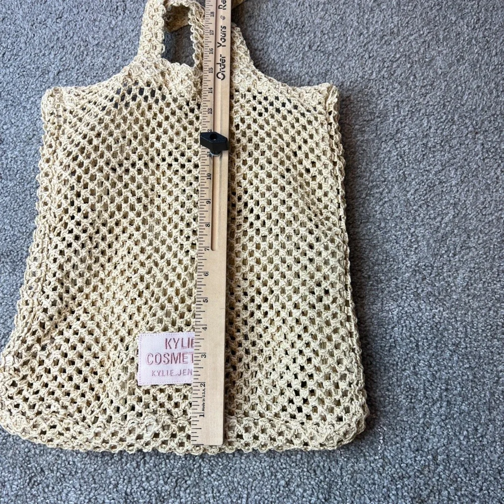 Kylie Cosmetics crochet Tote Bag Beige Beach Shopping‎ boho beach casual y2k - Picture 9 of 14
